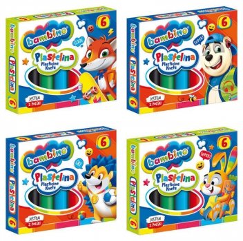 Plastelina 6kol Bambino MAJEWSKI p20, mix cena za 1 szt