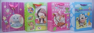 Torebka ozdobna prezentowa zwierzęta baby 3D 8916A 30x39x12cm p12, mix cena za 1 szt