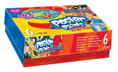 Farby plakatowe 6 kol. 20 ml. Metallic Colorino Kids