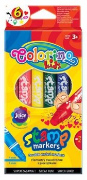 Flamastry dwustronne z pieczątkami 6 kol Colorino Kids