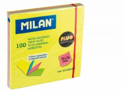 Karteczki fluo 4 kolory 76x76mm 100k 4151NE100 MILAN
