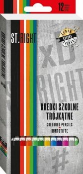 PROMO Kredki 12 kolorów 18cm trójkątne ST.RIGHT w pudełku MAJEWSKI