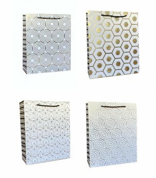 Torebka ozdobna prezentowa metalizowana 30x40x12cm 958A p12 mix cena za 1 szt