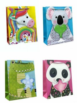 Torebka ozdobna prezentowa zwierzęta 888C 18x23x12cm cena za 1 szt