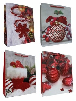 Torebka ozdobna prezentowa świąteczna 338B 26x32x10cm mix cena za 1 szt