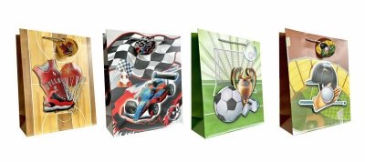Torebka ozdobna prezentowa 4wz 26x32x10cm JP 623B chopięca sport mix cena za 1 szt