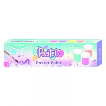 Farby plakatowe KEYROAD 6x22ml pastel pędzelek gratis