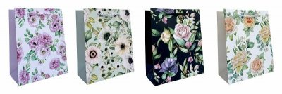 Torebka ozdobna prezentowa Kwiaty JP618C 18x23x10cm mix cena za 1 szt