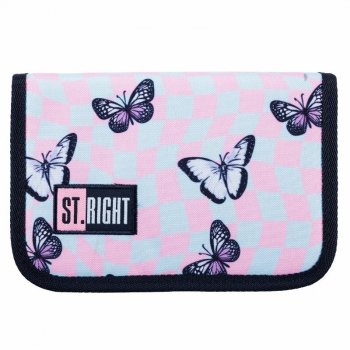 PROMO Piórnik dwuklapkowy bez wyposażenia ST.RIGHT PC-03 Chess Butterflies