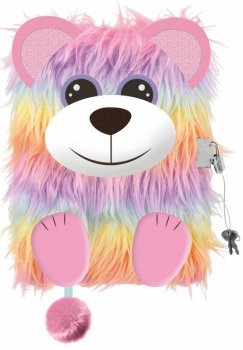 Pamiętnik z kłódką 3D włochacz A5 96k linia RAINBOW BEAR Miś tęczowy