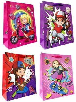Torebka ozdobna prezentowa 18x23x8cm 1011C mix cena za 1szt