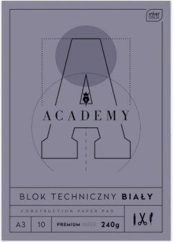 Blok techniczny biały A3 10 kartek 240g Academy Interdruk