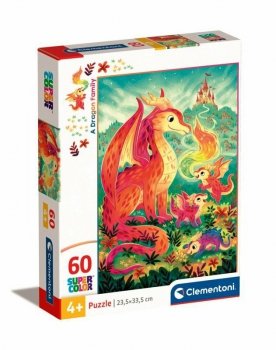 PROMO Clementoni Puzzle 60el Rodzina smoków Dragon Family 26600