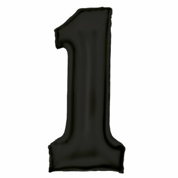 Balon foliowy cyfra 1 satynowa czarna 86cm N34 spakowany 9917303