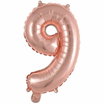 Balon foliowy mini cyfra 9 różowe złoto 30x40cm 9909697