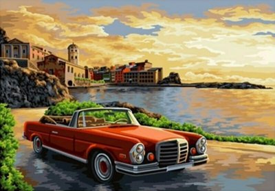 Diamentowa mozaika Auto cabriolet na tle miasta 30x40cm 1007761