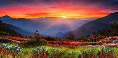 Diamentowa mozaika Zachód słońca w górach 80x40cm 1009024