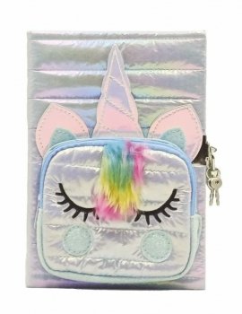 Pamiętnik Puffy Unicorn z kieszonką, biały STN 8714