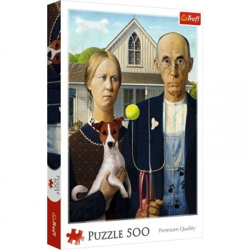 Puzzle 500el America Gothic: Psia edycja 37526 Trefl