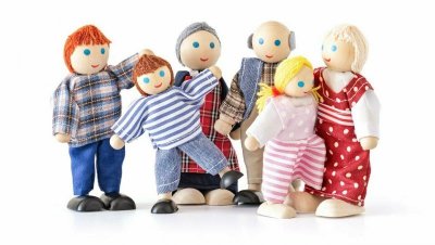 Lalki do domku dla lalek - rodzina wiejska, 6 sztuk 90620 Woody
