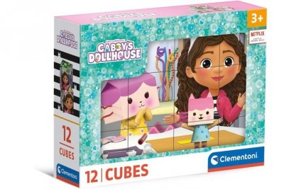 CLEMENTONI - PUZZLE CLE Cubi klocki 12 Koci domek Gabby 41193