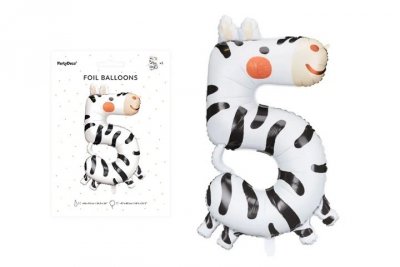PARTYDECO Balon foliowy Cyfra 5 Zebra 68x98cm mix 19409