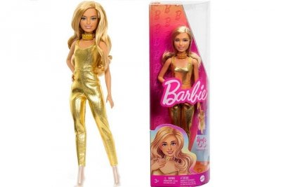 MATTEL Barbie lalka Fashionistas Złoty kombinezon HRH19 6