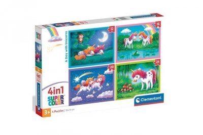 CLEMENTONI - PUZZLE CLE puzzle 4w1 SuperKolor ADay withUnicorns 21740