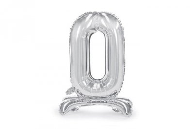 PARTYDECO Stojący balon fol.Cyfra 0 70cm srebrny 73125