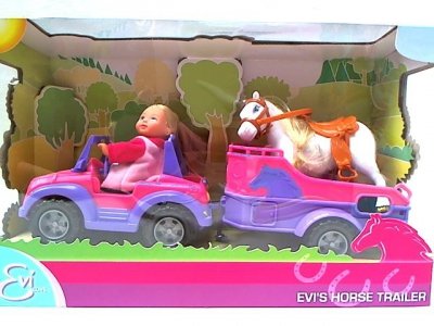 SIMBA Evi jeep + koń na przyczepce 573-7460