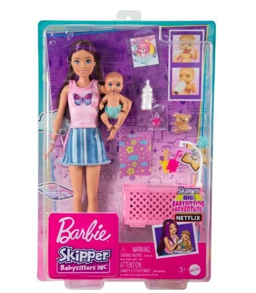 Mattel Lalka Barbie Skipper Opiekunka Łóżeczko i bobas