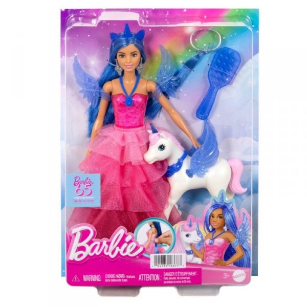 Mattel Lalka Barbie księżniczka Sapphire + skrzydlaty jednorożec
