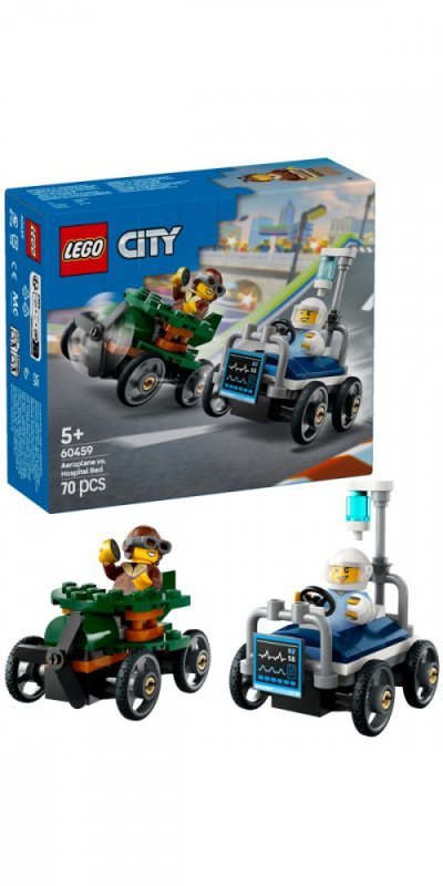 LEGO Klocki City 60459 Zestaw wyścigówek: samolot kontra łóżko szpitalne