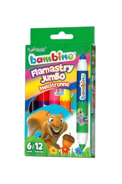 Flamastry 12kol 6szt dwustronne Jumbo standard MAJEWSKI p12, mix cena za 1 szt