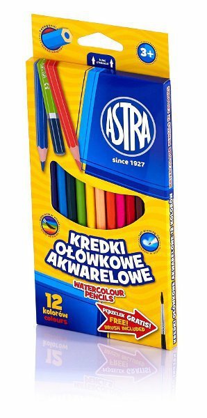 Kredki ołówkowe akwarelowe 12kol ASTRA