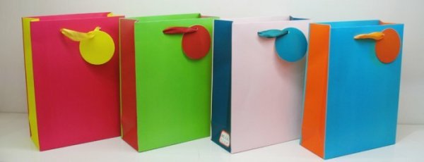 Torebka ozdobna prezentowa pastel 8883B 26x32x10cm p12, mix cena za 1 szt