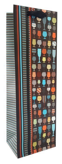 Torebka ozdobna prezentowa butelka 6602D 12x35x10cm p12, mix cena za 1 szt