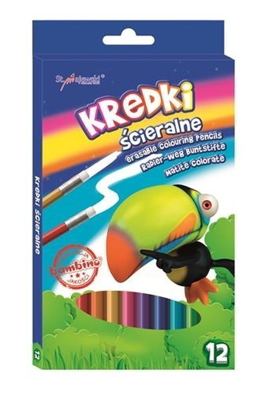 Kredki 12 kolorów ścieralne Bambino standard p12, mix cena za 1 szt