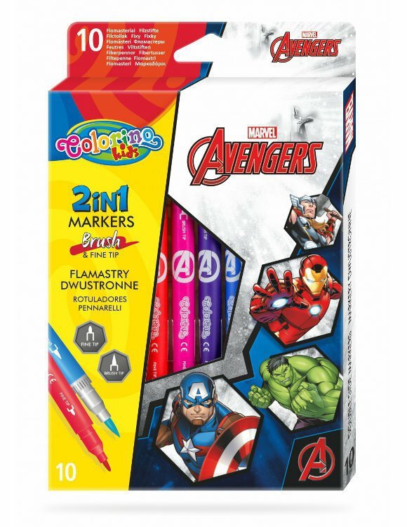 Flamastry dwustronne 10 kolorów Colorino Kids Avengers