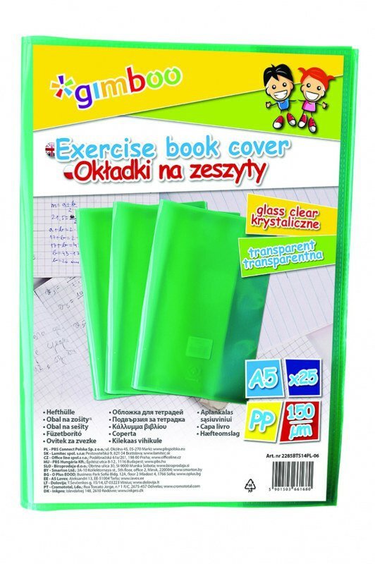 Okładka na zeszyt Gimboo A5 150mikr. zielona p25, cena za 1 szt
