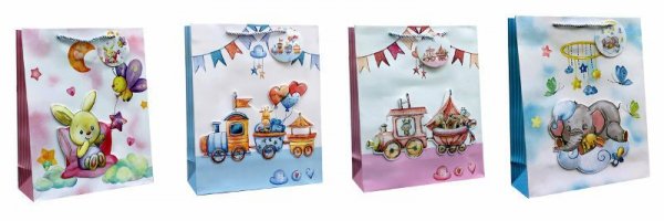 Torebka prezentowa Baby 391B 26x32x12cm mix cena za 1 szt