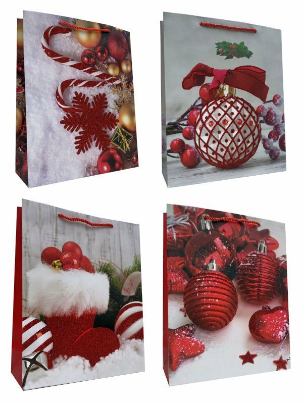 Torebka ozdobna prezentowa świąteczna 338B 26x32x10cm mix cena za 1 szt