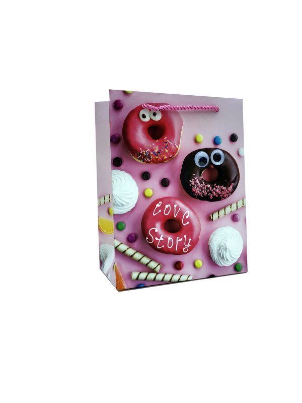 Torebka ozdobna prezentowa Donuty 303C 18x23x12cm mix cena za 1 szt