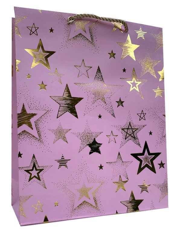 Torebka ozdobna prezentowa uniwersalna mix kol. w złote gwiazdki JP 370A 30x41,5x13cm mix cena za 1 szt