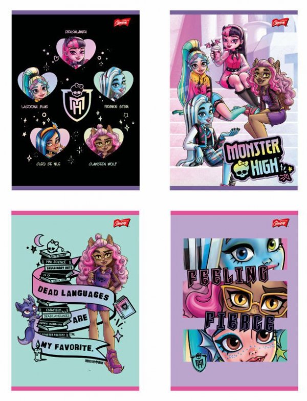 Zeszyt A5 32k linia dwukolorowa laminowany MONSTER HIGH mix cena za 1 szt