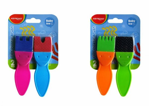 Pędzle kreatywne do malowania KEYROAD flat brush, 2szt. zawieszka mix cena za 1 op