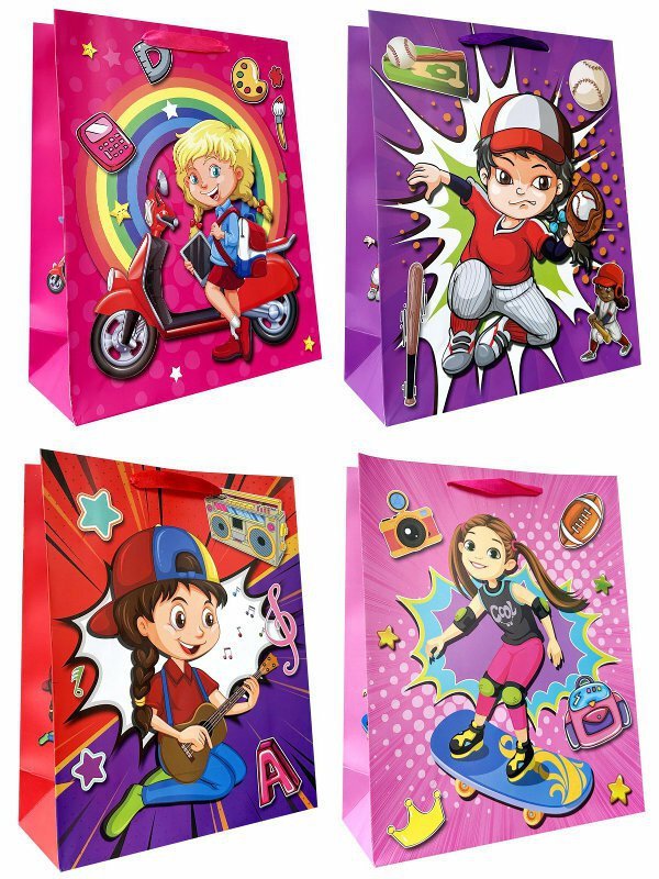 Torebka ozdobna prezentowa 18x23x8cm 1011C mix cena za 1szt