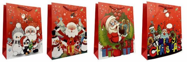 Torebka ozdobna prezentowa świąteczna 31x40x12cm DW6039A mix cena za 1 sztukę