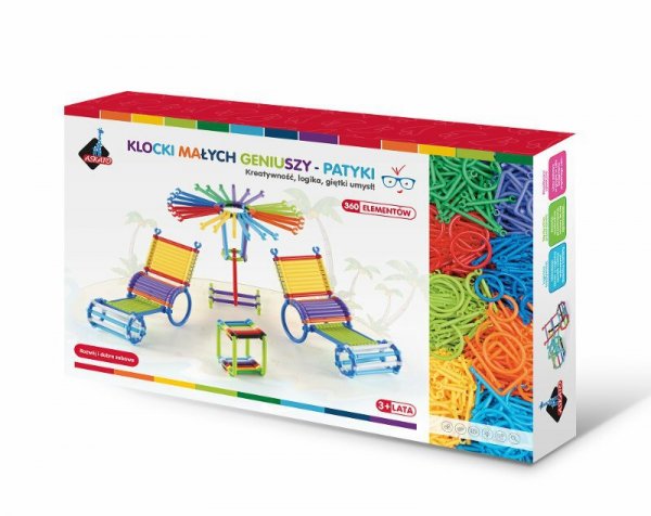 Klocki patyki - 360 elementów w pudełku