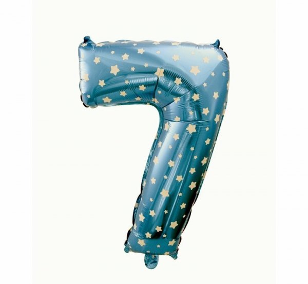 Balon foliowy Cyfra 7, niebieska w gwiazdy, 61cm p10